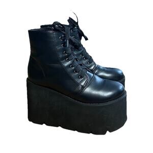 N.Y.L.A. Wingless Black Combat Platform Boots Women’s Sz 8 Goth Emo Festival